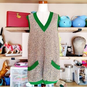 Missoni Multicolor Knit V-Neck Sweater Vest with Green Trim